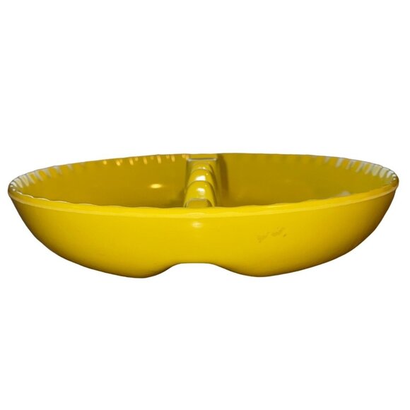 Yellow Divided Plastic Serving Dish By Dale Chemical Co. Round Plate With Center - Picture 8 of 11